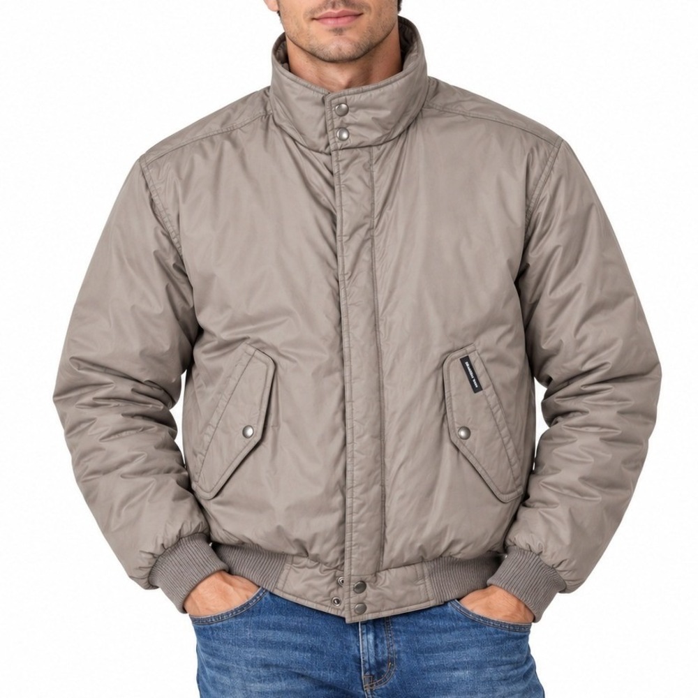 Members Only Jacket Mens 44 Gray Cafe Racer Bomber Quilted Vintage